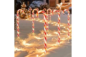 FLASHMEN 10PK 30inch 120 LED 8 Modes Large Christmas Candy Cane Pathway Lights Outdoor Decoration Flashing Waterproof Outdoor Lighted Up Christmas Light Decor for Garden Yard (Red)