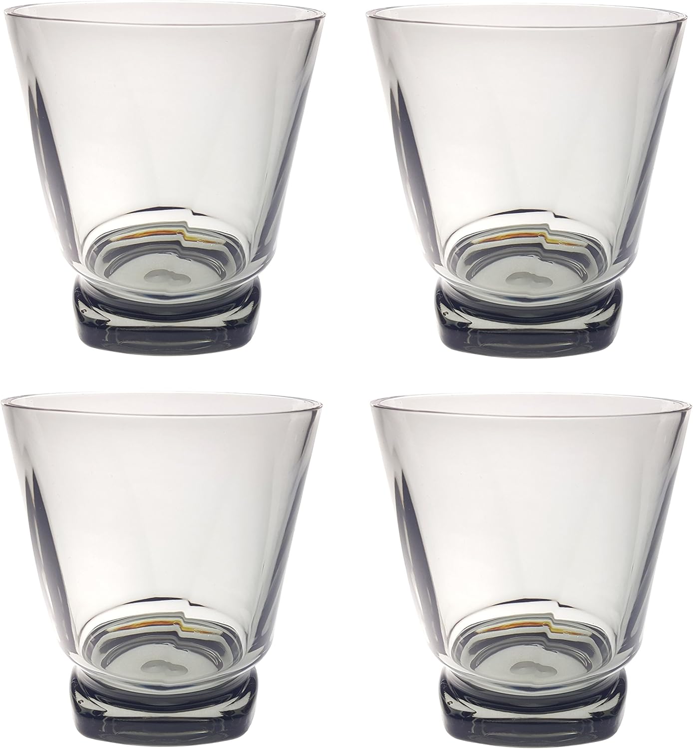 Amazon Com Qg 14 Ounce Acrylic Plastic Drinking Glass Twisted Base Tumbler Set Of 4 Smoke Grey Mixed Drinkware Sets