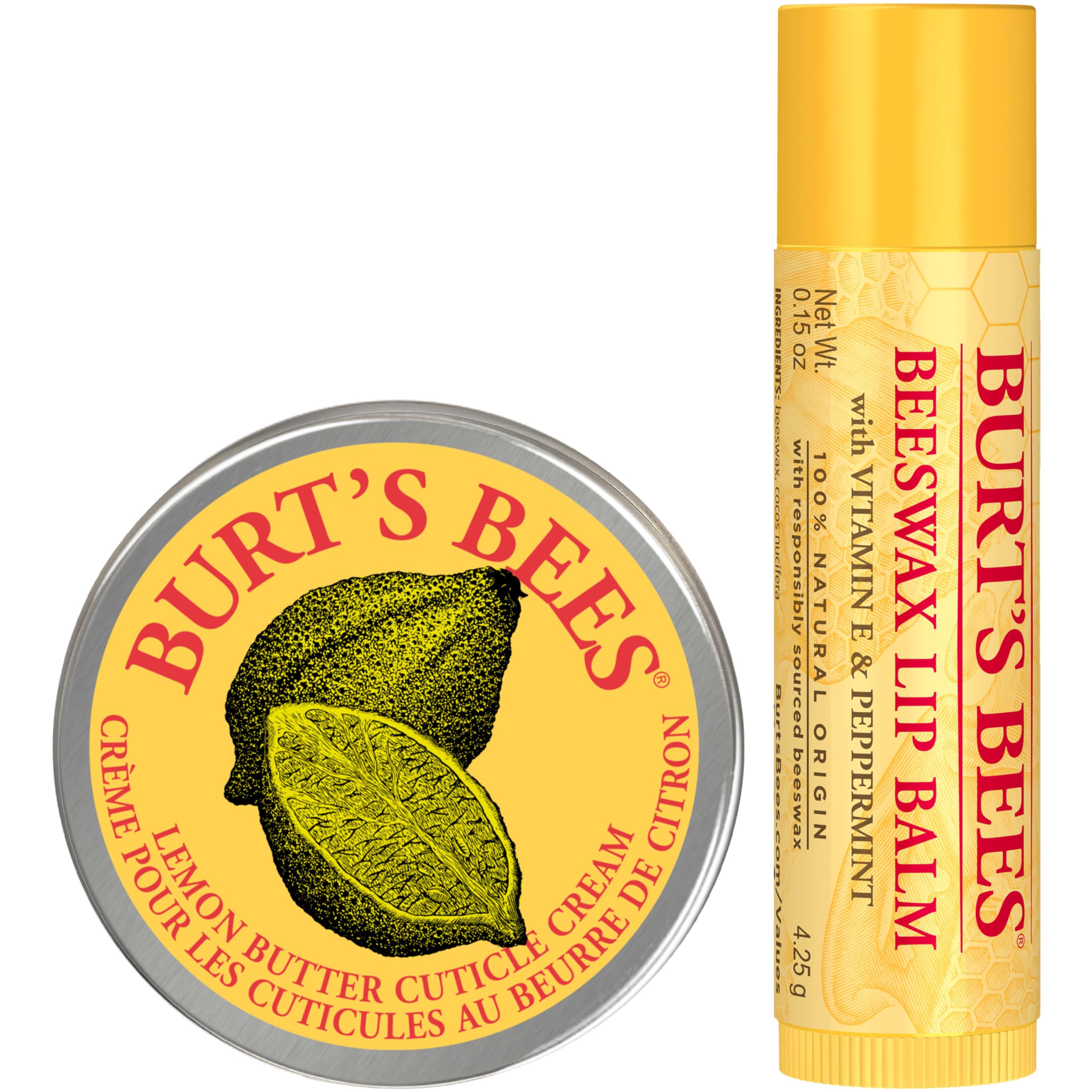 Burt's Bees Gifts Ideas - Spring Surprise Set, Original Beeswax Lip Balm and Lemon Butter Cuticle Cream, Natural Origin Lip Moisturizer With Responsibly Sourced Beeswax, 2 Count