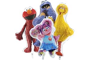 Toyland® Sesame Street Pack of 4 Jumbo Foil Balloons - Abby Cadabby, Big Bird, Cookie Monster & Elmo Characters - Kids Party 