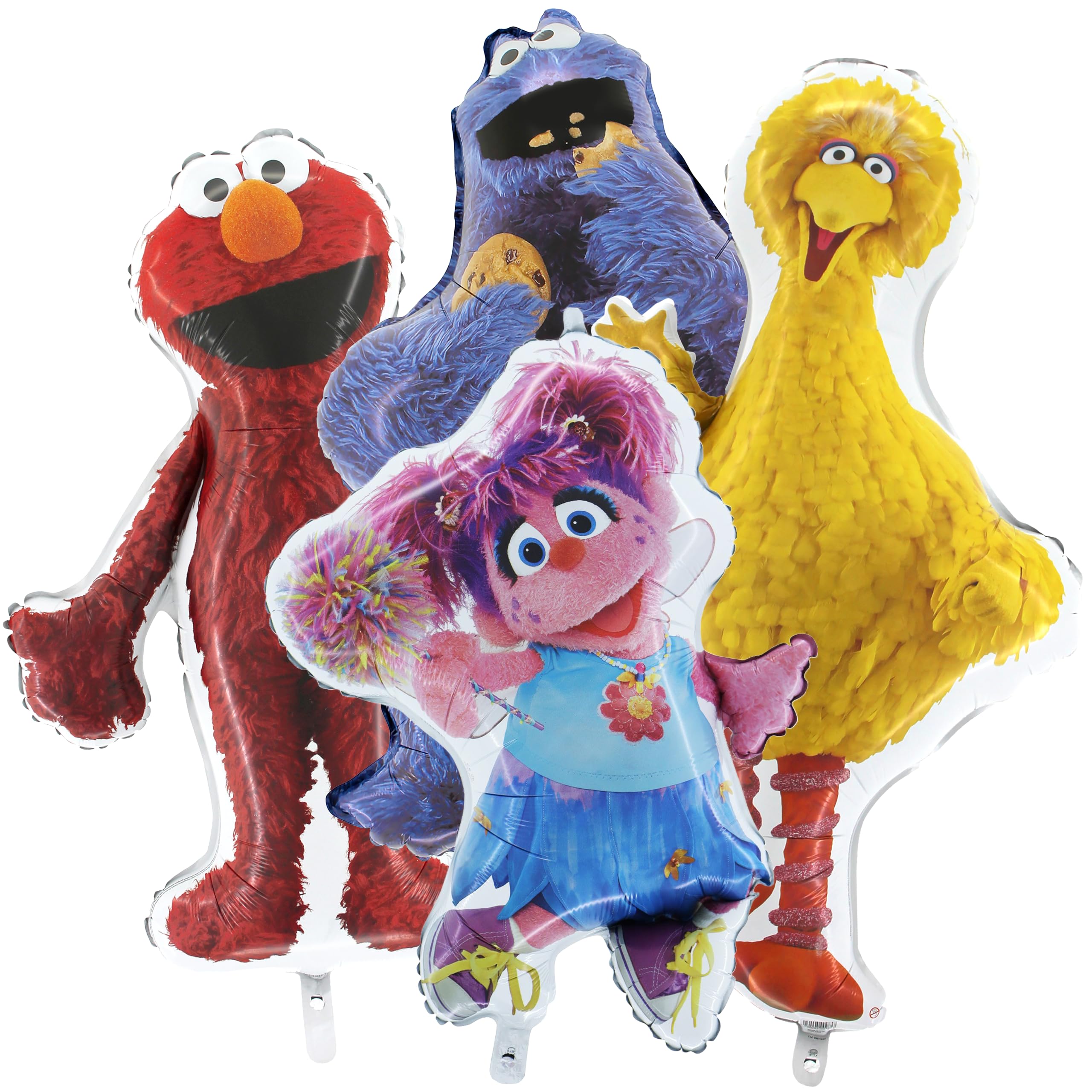 Toyland® Sesame Street Pack of 4 Jumbo Foil Balloons - Abby Cadabby, Big Bird, Cookie Monster & Elmo Characters - Kids Party Decorations
