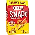 Cheez-It Snap'd Cheese Cracker Chips, Thin Crisps, Lunch Snacks, Family Size, Double Cheese, 12oz Bag (1 Bag)