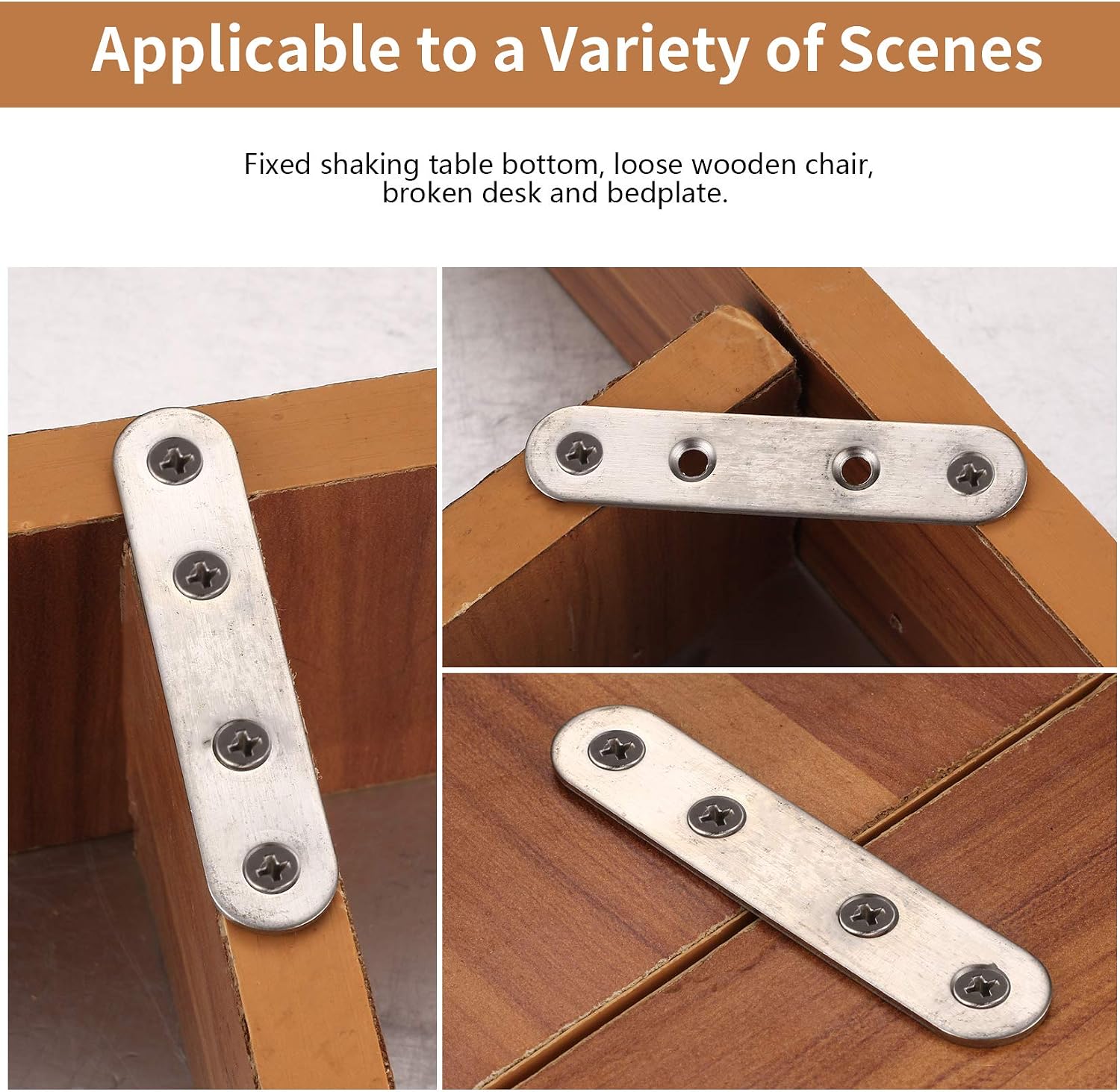 10PCS Flat Straight Fixing Plates, Shelf Brackets & Supports Stainless Steel, Brace Brackets Fixing Mending Plates - Image 5