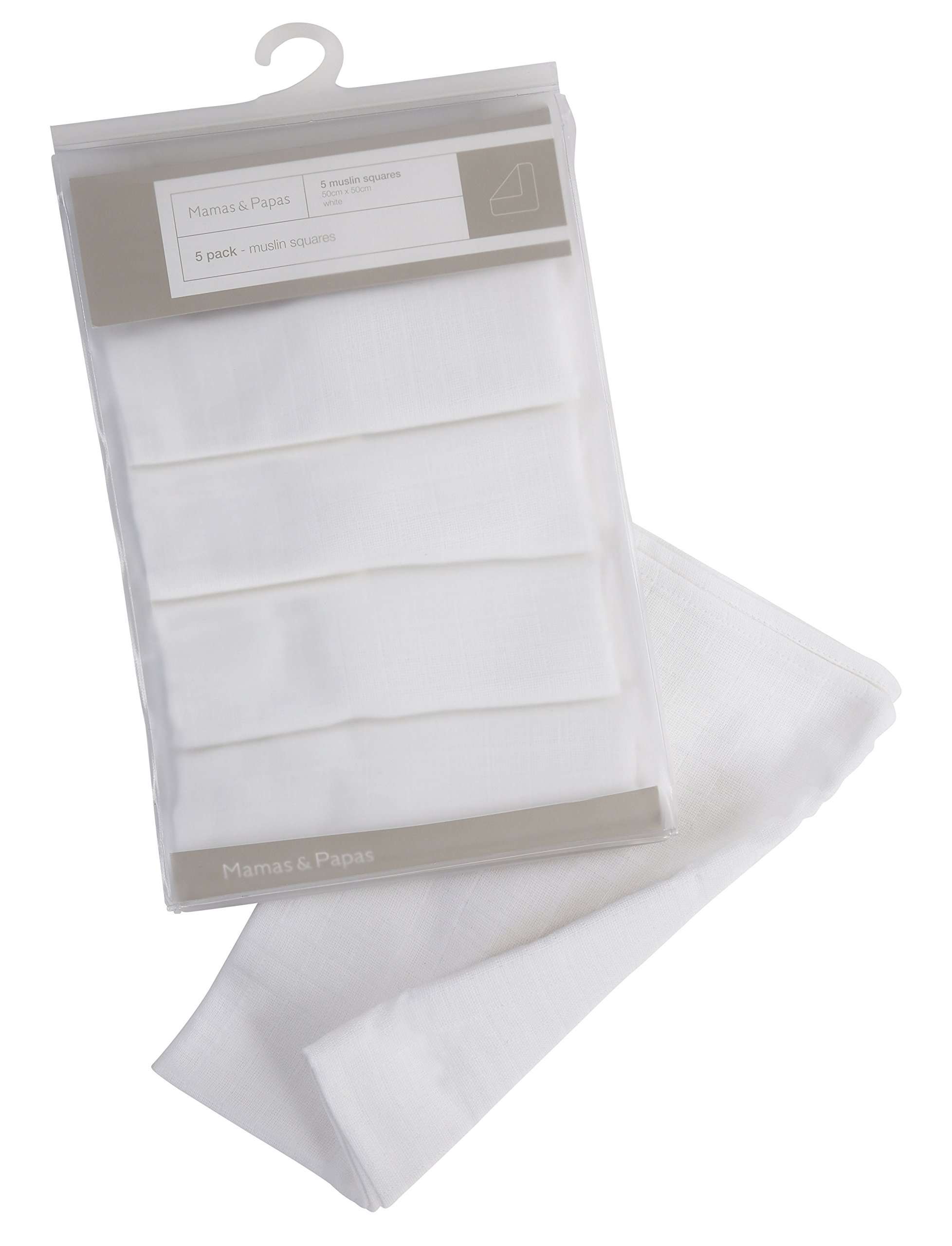 Mamas & Papas 5 Pack Large Cotton Muslin Squares, White