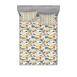 Lunarable Safari Fitted Sheet & Pillow Sham