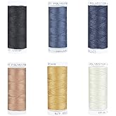 Simthread Heavy Duty Blue Jeans Thread 20 Weight 3-Ply for Denim Sewing | Core-Spun Polyester, 67 Meters 6 Colors Pack for Household Thick Fabric