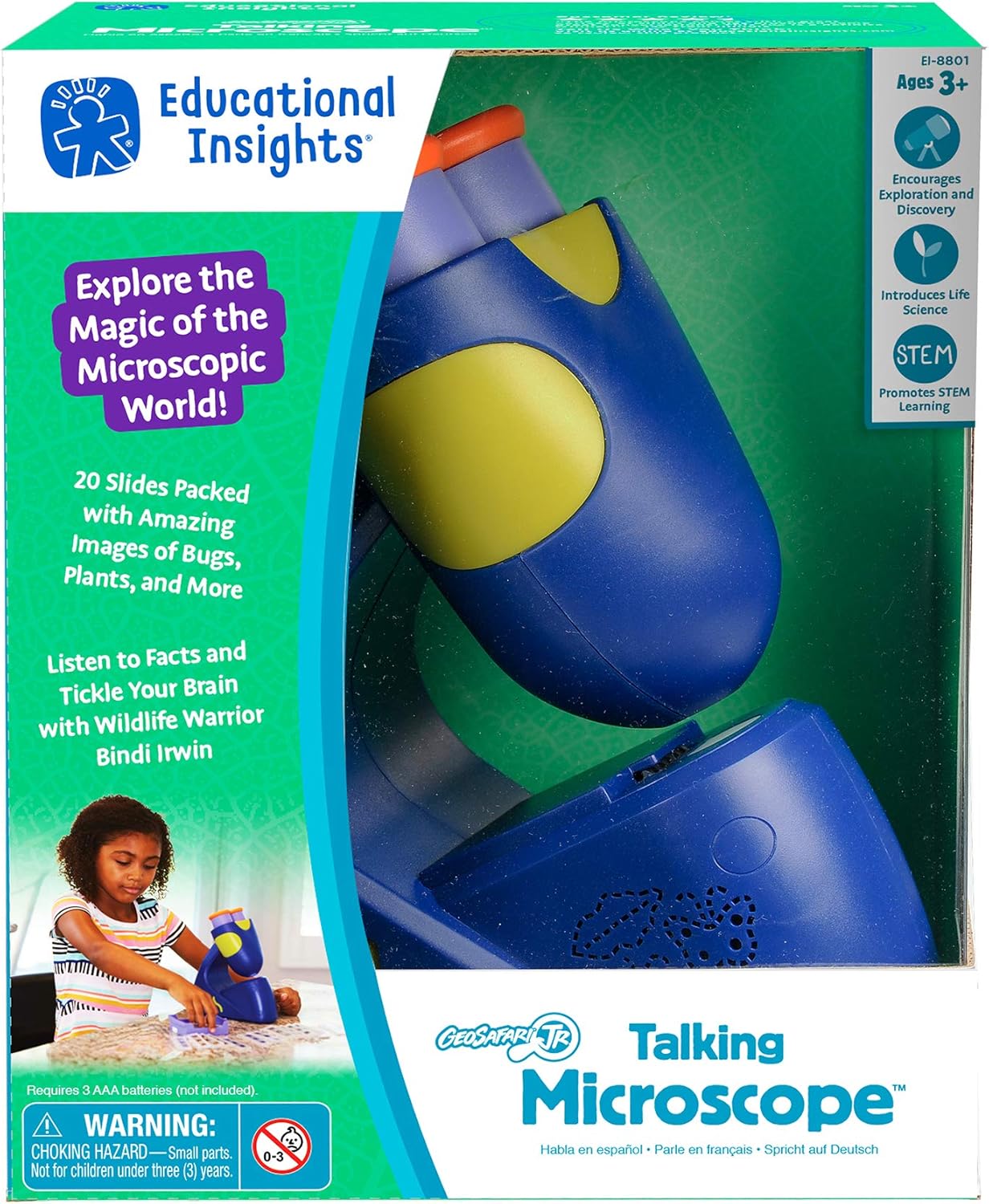 Educational Insights GeoSafari Jr. Talking Microscope, Featuring Bindi Irwin, Microscope for Kids, STEM & Science Toy, Interactive Learning, Ages 4+: Toys & Games