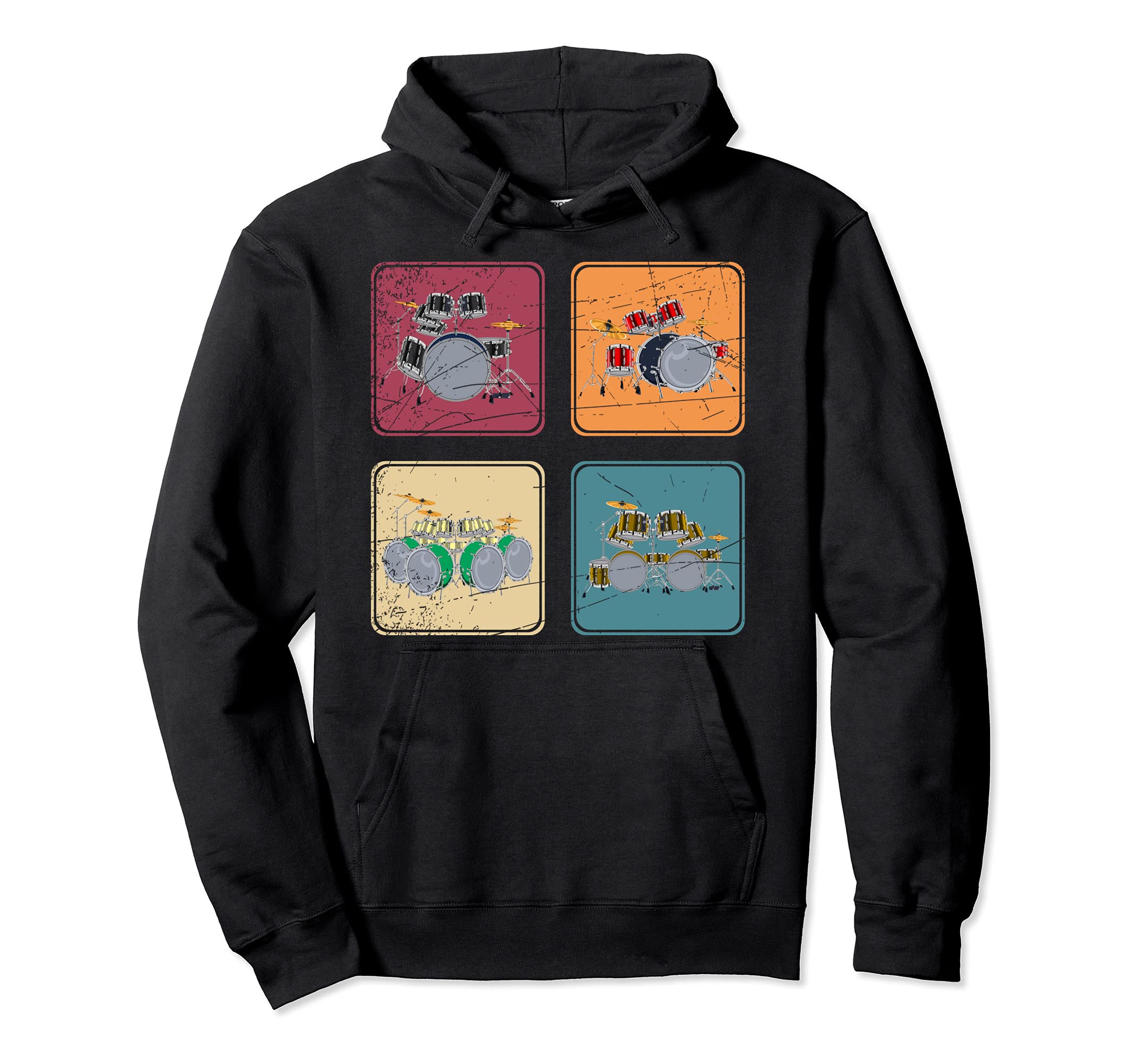 Drum Set Drums Player Percussion Music Drummer Pop Art Drums Pullover Hoodie