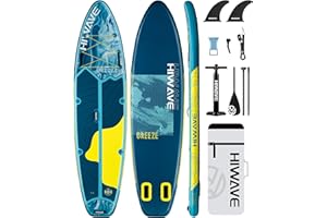Hiwave Inflatable Stand Up Paddle Board 11’*34”*6” Sup Board, 420lbs Capacity Adult&Youth Paddle Board, Pet Friendly for Ocean&Lake, w/Double Action Hand Pump