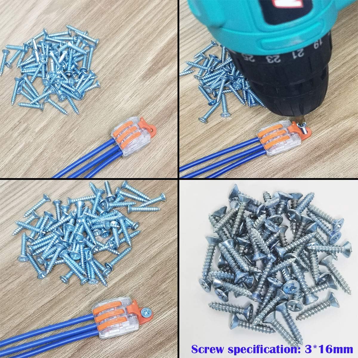 Compact Wire Connectors,CTRICALVER Electrical Connector Blocks 15 pcs 3 Port Compact Splicing Connectors Lever Nut Assortment Terminal Block Kits and Mounting clip - Image 5