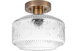 DSMJFU DSMJFU DSMJFU Semi Flush Mount Ceiling Light, Vintage Small Ceiling Light Fixture, Thickened Glass Hallway Lighting Fixture, Brass Kitchen Ceiling Mount Light for Entry Way, Bedroom, Bathroom, Porch
