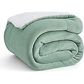 Bedsure GentleSoft Sherpa Fleece Throw Blanket for Couch, Non-Heated, Thick and Warm Throw for Women and Men, Soft Fuzzy Plush Blanket for Winter, Sage Green, 50x60 Inches