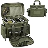 GOBUROS Gun Range Bags for 4 Handguns and Ammo, Tactical Pistol Case with 6X Magazine Slots, Soft Gun Carrying Bag for Men Shooting Gear Accessories with Padded Shoulder Strap Range Duffle Bags