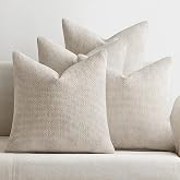 MIULEE Soft Decorative Chenille Pillow Covers Cream 18x18 Pack of 4 | Modern Home Decor, All Same Cream Color Set, Couch Throw Pillows, Farmhouse Boho Cushion Covers for Sofa Bed Living Room