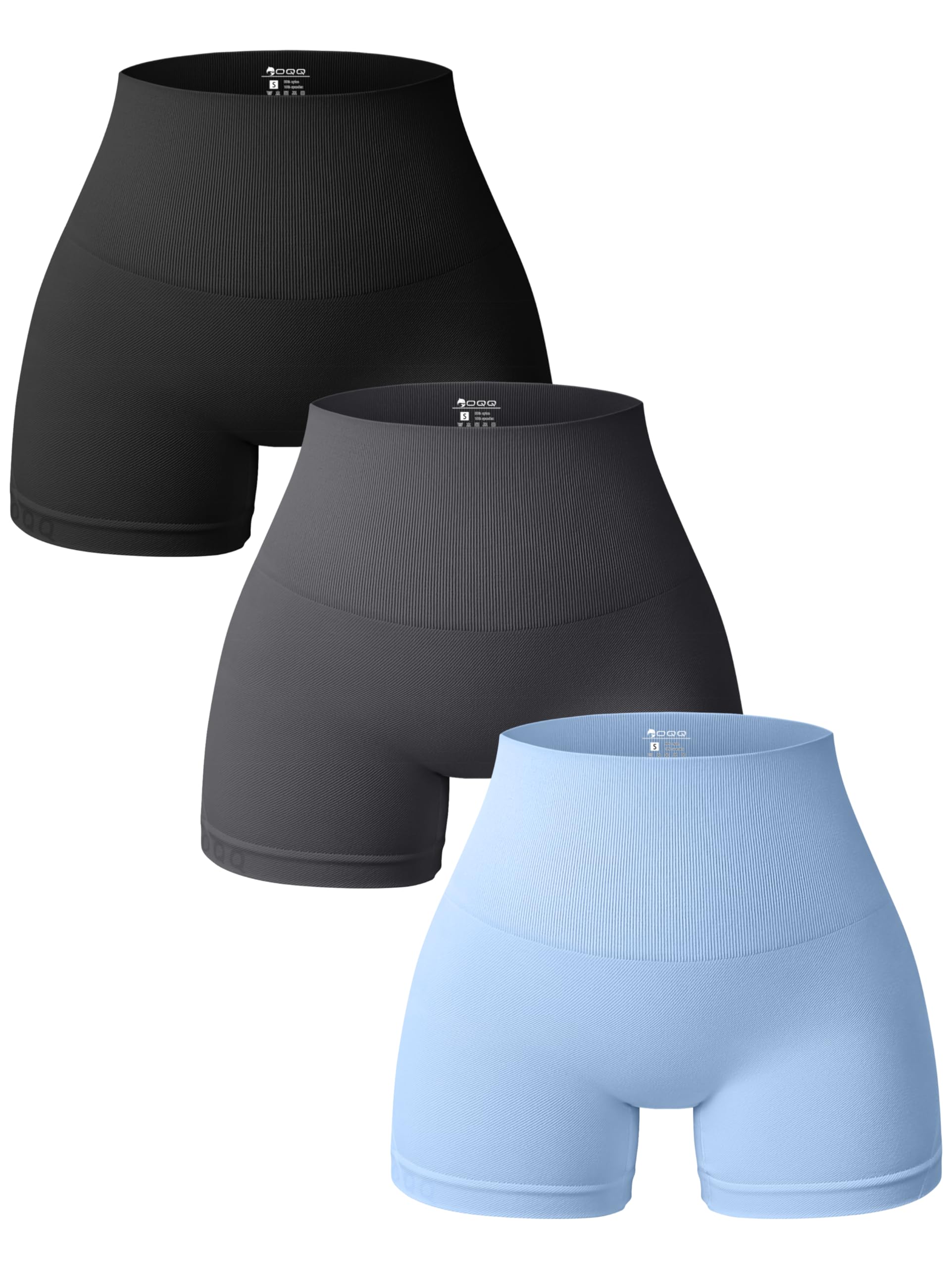 OQQ Women 3 Piece Yoga Shorts High Waist Seamless