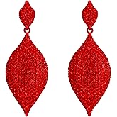 EVER FAITH Women's Bridal Wedding Jewelry Austrian Crystal Rhombus Leaf Drop Pierced Dangle Earrings