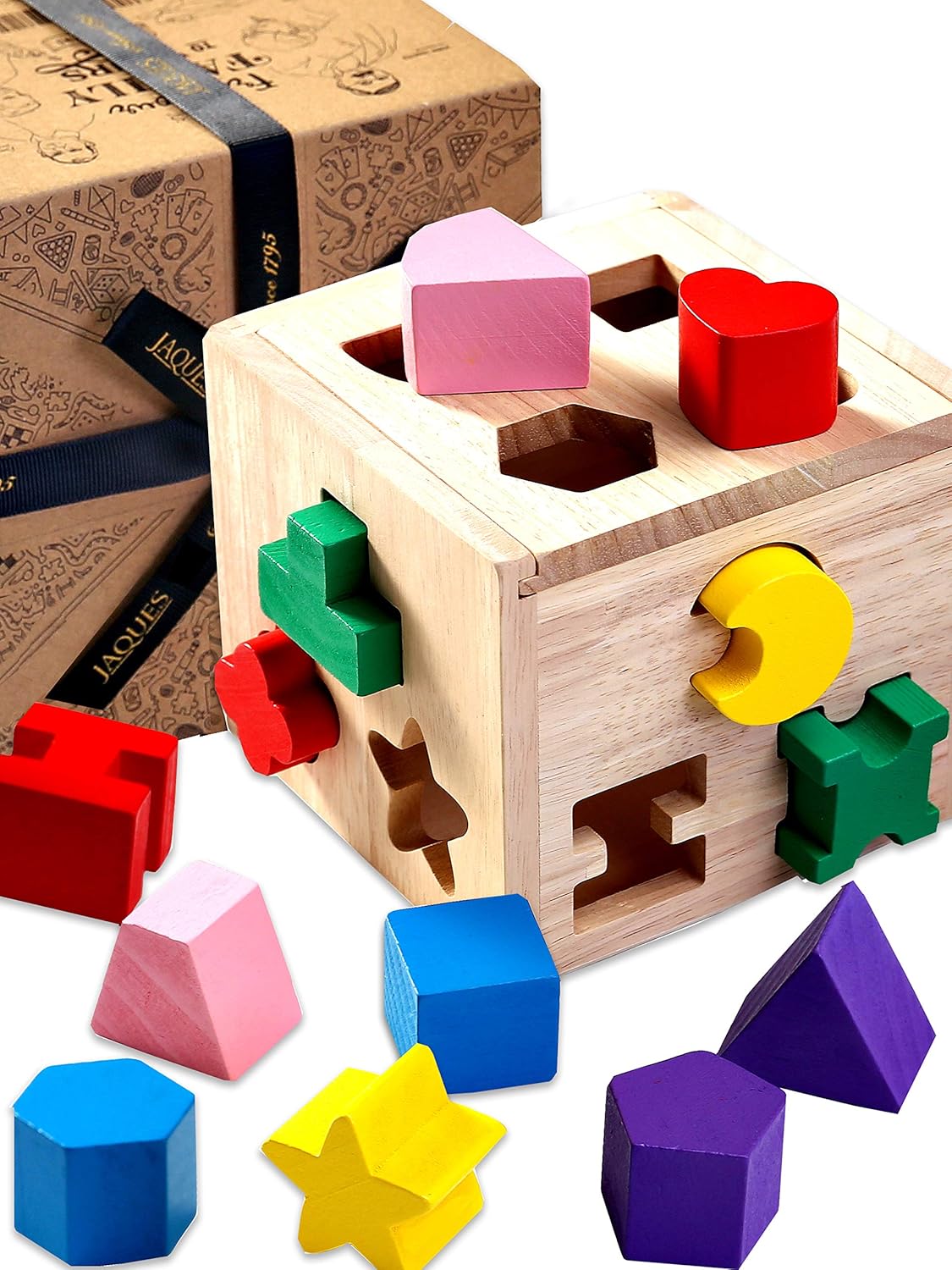 Jaques of London Shape Sorting Cube Shape Sorter Perfect Wooden
