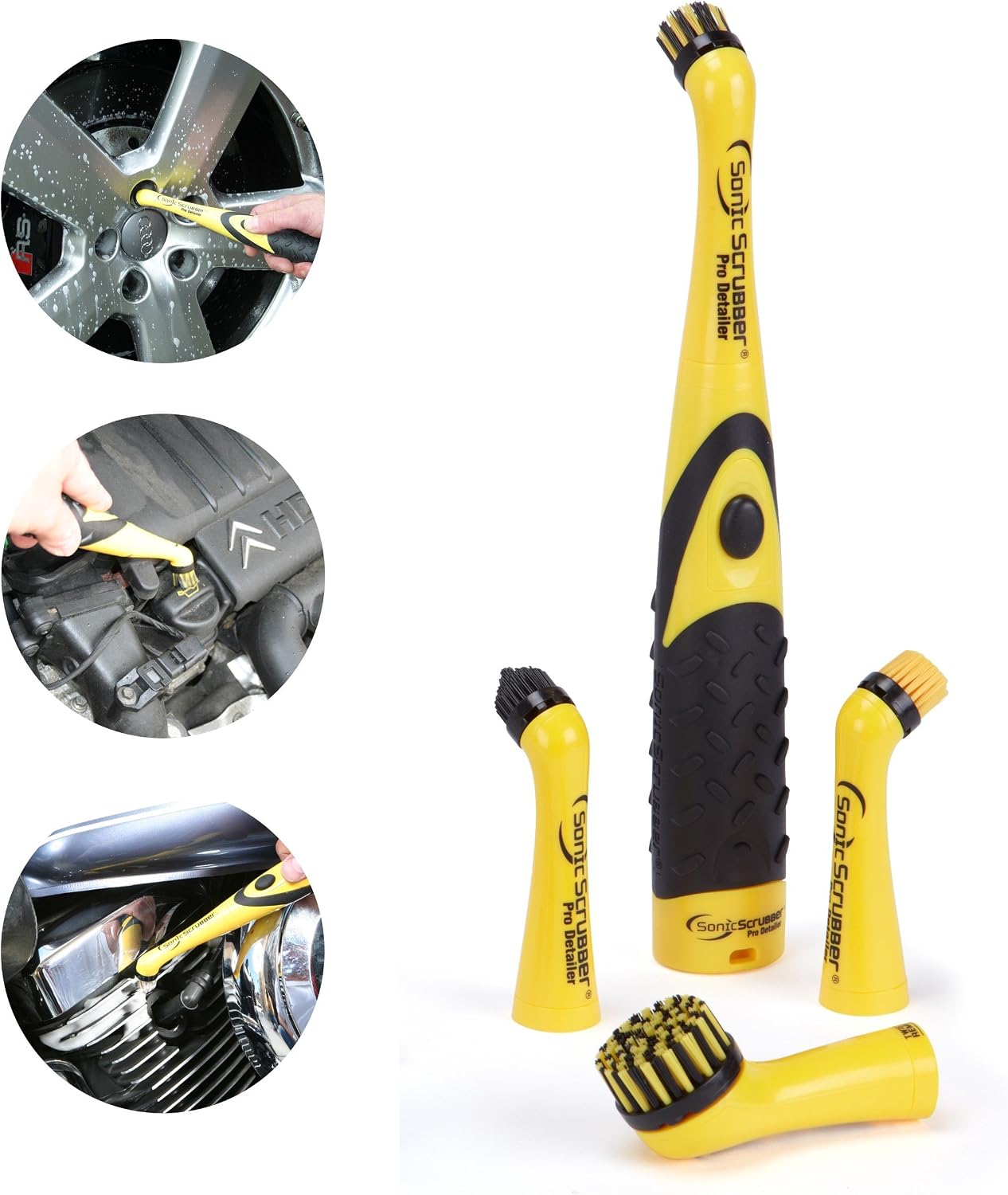 SONICSCRUBBER Vehicle Detailing Set, High Power Car Cleaning Brush, Includes 4 Brush Heads, Suitable for Interior & Exterior