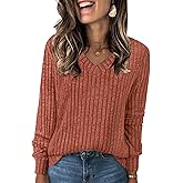 NORACORA V Neck Long Sleeve Shirts for Women Casual Fall Fashiion Tops Lightweight Tunic Sweaters Trendy 2025