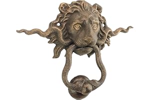 Design Toscano SP3015 Lion and The Snake Cast Iron Foundry French Royalty Decorative Door Knocker, Gold