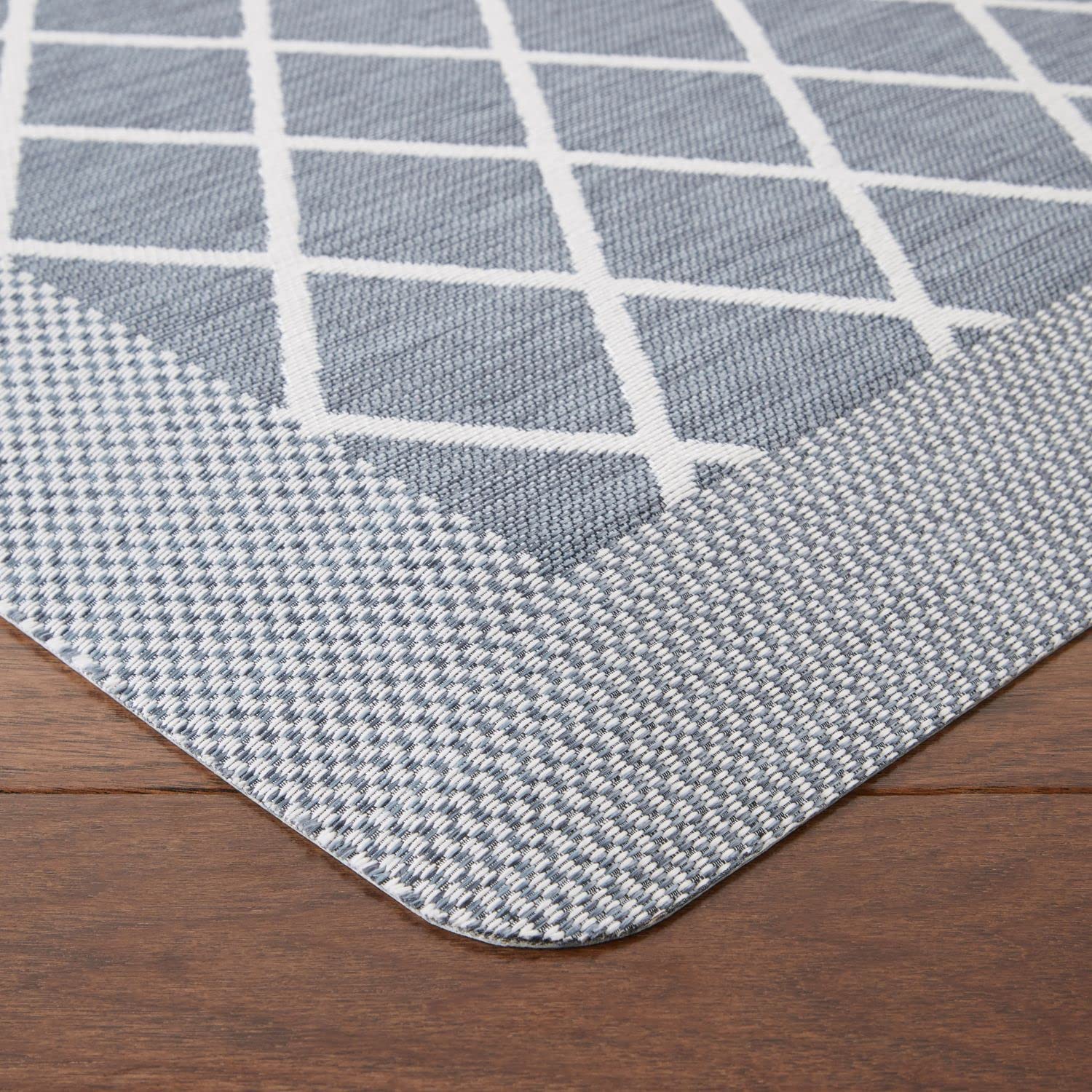 Martha Stewart Miles Modern Diamond Anti-Fatigue Air-Infused Kitchen Mat, Blue, 19.6