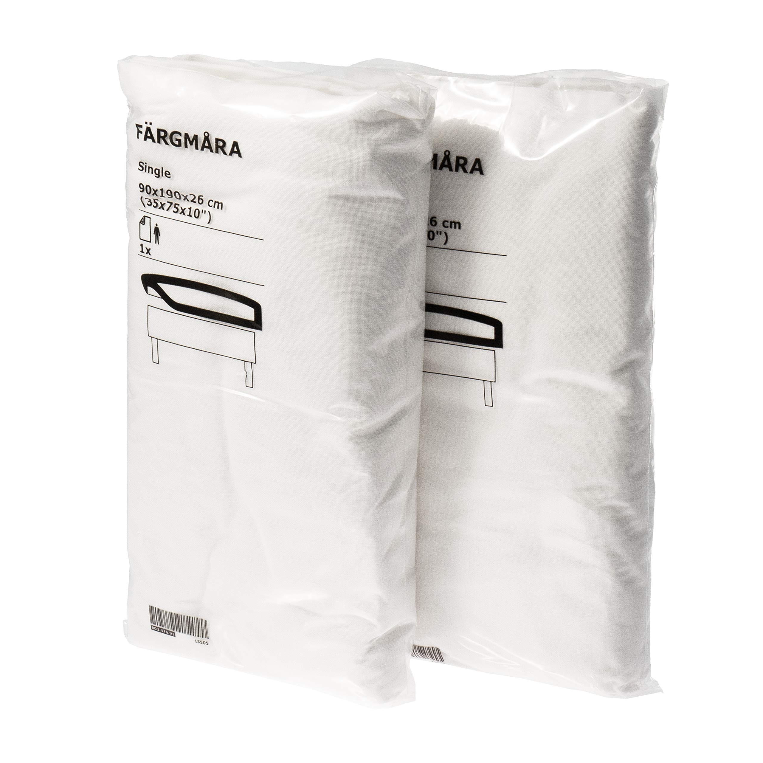 IKEA FARGMARA 90x190cm UK Single White Fitted 100% Cotton Bed Sheet - Set of 2