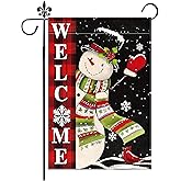 Prime+Deals+Sale Welcome Christmas Garden Flag 12x18 Inch Double Sided Snowman Buffalo Plaid Welcome Flag for Outside Winter Festive Holiday Yard Outdoor Decorative Burlap Yard Flag