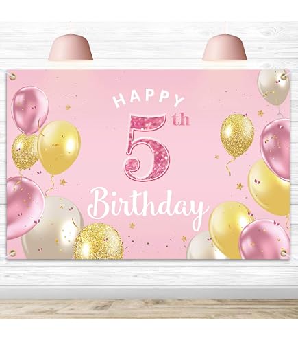 PAKBOOM Happy 11th Birthday Backdrop Banner - Pink, 3.9x5.9 Ft, Party Decorations For Girls With Hanging Ribbons