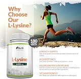 Nu U Nutrition L-Lysine 1000mg 180 Tablets Vegan UK Made 6 Months view 3