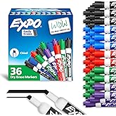 EXPO Dry Erase Markers, Low Odor Ink, Assorted Colors, Chisel Tip, 36 Count