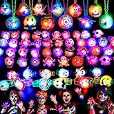 118 PCS Halloween Party Favors Bulk, 80 Rings, 14 Brooches, 12 Necklaces, 12 Bracelets,Halloween Toys for Kids, Glow in the Dark Toys, Bulk Halloween Goodie Bag Fillers, Halloween Party Supplies