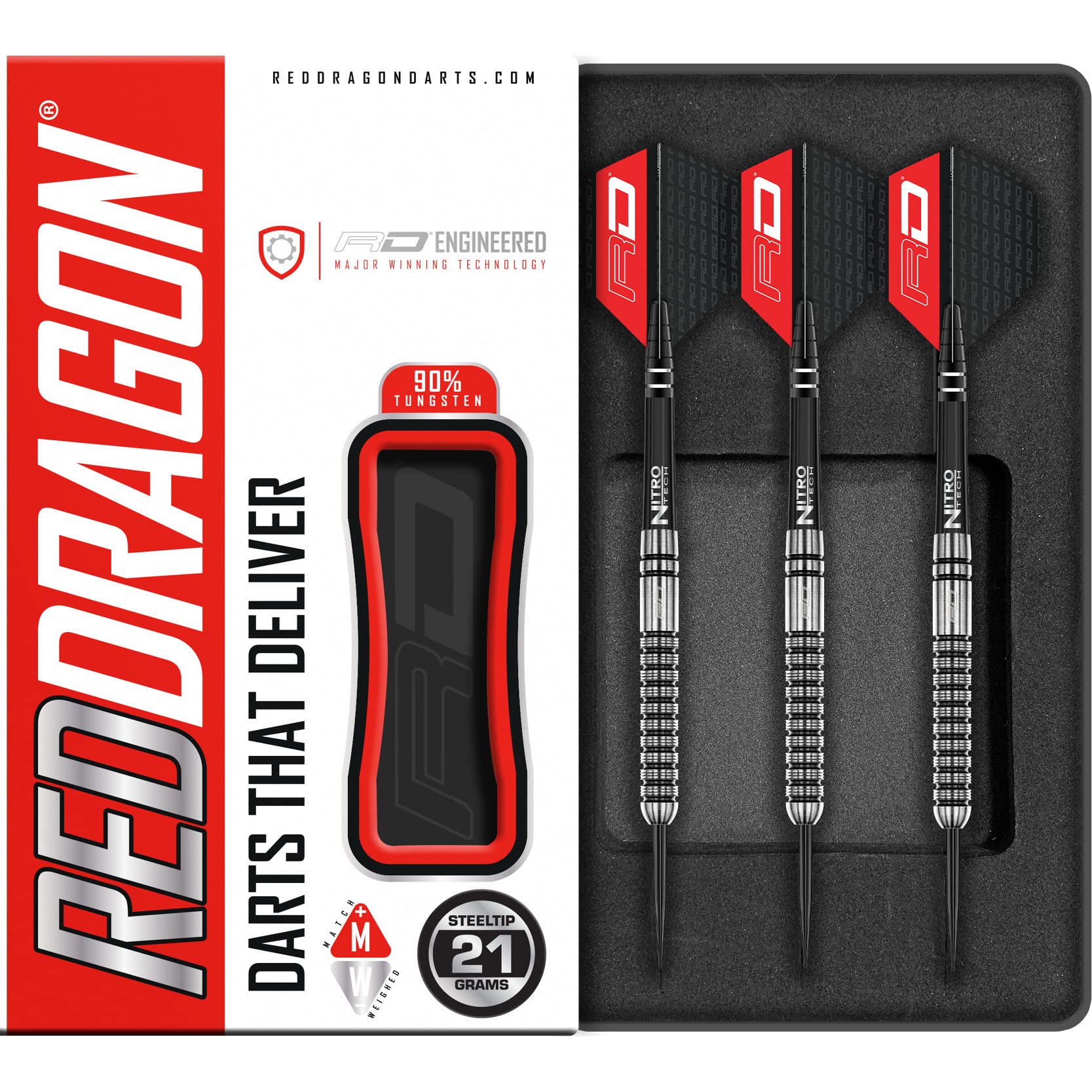 RED DRAGON Gian Van Veen 21 Gram Premium Tungsten Darts Set with Flights and Stems — image 1