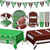 QZYL Football Party Decorations Serve 24, 99 Pcs Football Party Supplies, Disposable Football Dinner Plates Football Dessert Plates Napkins Cups Tablecloth Banner for Game Day Party Favors Decor