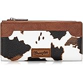 Montana West Wrangler Cow Print Wallets Womens Bifold Credit Card Wallet Women's Wallets, Card Cases & Money Organizers Brown Wallet for Women Ladies Female Cash Wallett with Smooth Zipper