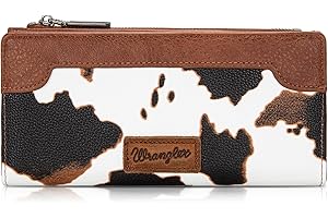 MONTANA WEST Wrangler Cow Print Wallets Womens Bifold Credit Card Wallet Women's Wallets, Card Cases & Money Organizers Brown Wallet for Women Ladies Female Cash Wallett with Smooth Zipper