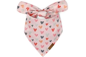 LunaMarie - Luxury Dog Bandanas - Pink Hearts Valentine's Day Pattern | Premium & Silky Poly Fabric | 100% Handmade Multiple Sizes Custom Shape Dual Layered (Pink Hearts, Small)