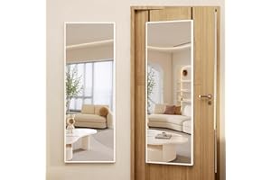 LVSOMT Full Length Wall Mounted Mirror, 47"x14" Door Hanging, Full Body Large and Tall, Aluminium Alloy Frame for Bedroom Living Room Locker Room (White)