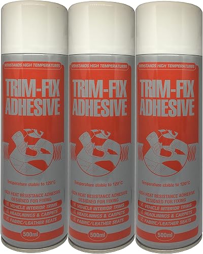 Trim Fix 3x 500ml High Temp Spray Adhesive for Van Lining Carpet Fabric