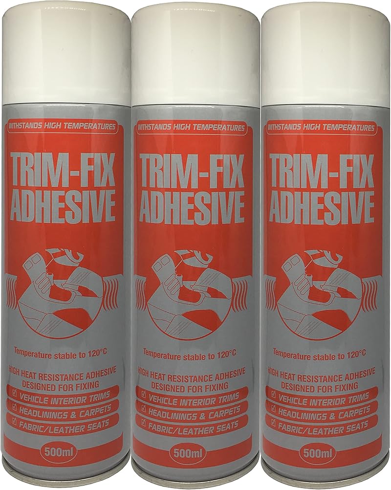 Trim Fix 3x 500ml High Temp Spray Adhesive for Van Lining Carpet Fabric