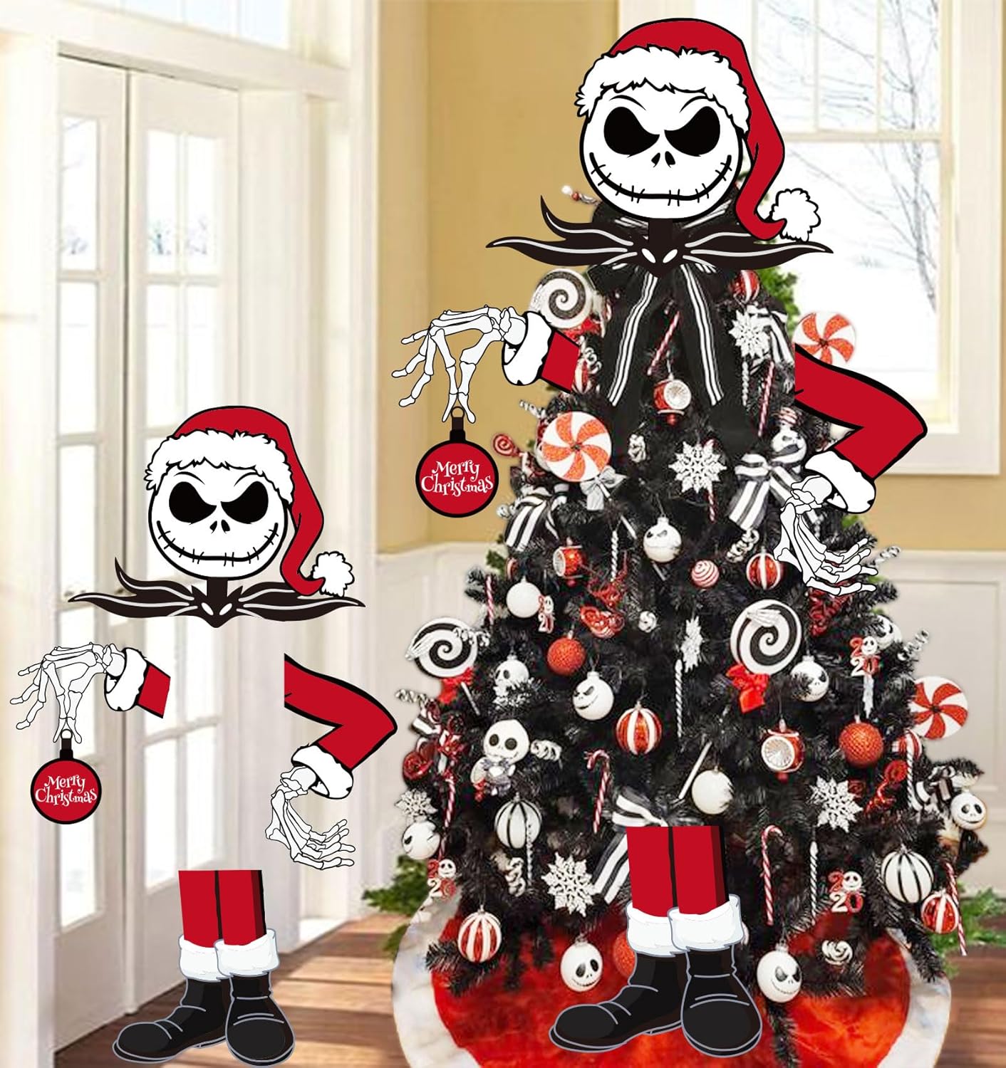 Tree Toppers - Large Nightmare Christmas Jack Tree Topper,Skull Nightmare Christmas Decor for Tree,Christmas Decorations Xmas Gothic Party Supplies