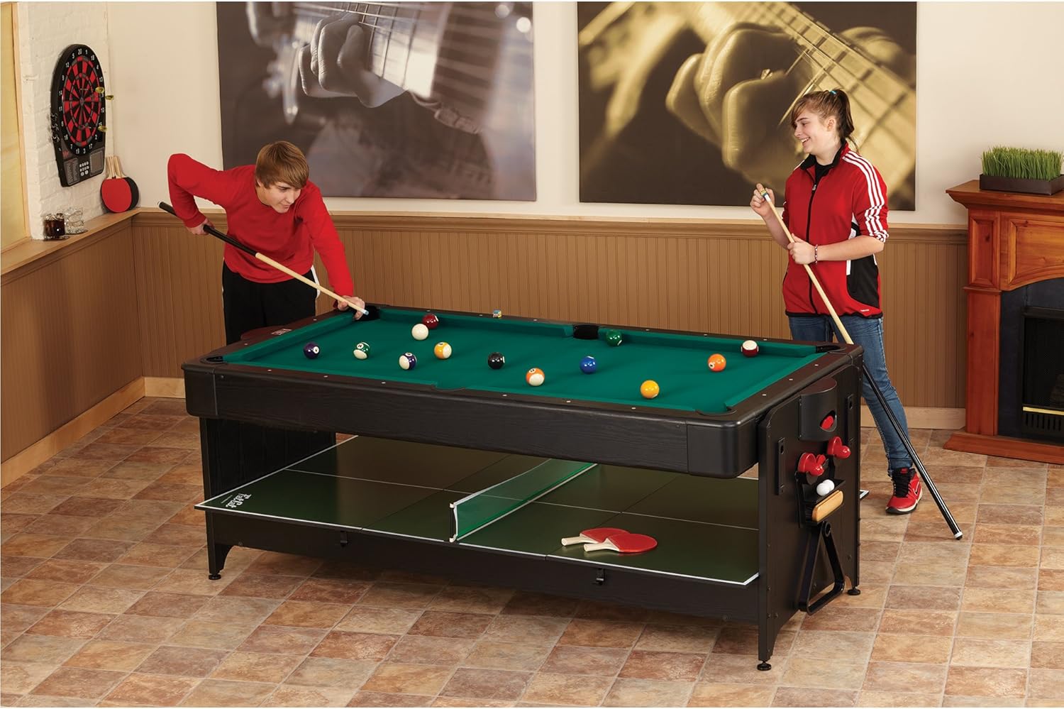 Fat Cat Original 3-in-1 Green 7' Pockey Multi-Game Table - Air Hockey, Billiards and Table Tennis - Green : Tabletop Billiards Games : Sports & Outdoors