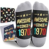 HAPPYPOP Birthday Gift Ideas - 1975 1984 Birthday Sock for Man Woman, Bday Gifts with Card
