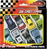 KandyToys 8 Piece Die Cast Metal Toy Cars Set Race Convertibles 6cm Each view 1