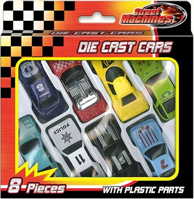 KandyToys 8 Piece Die Cast Metal Toy Cars Set Race Convertibles 6cm Each