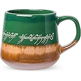 Silver Buffalo Lord of The Rings Elven Text High Gloss Reactive Glaze Tapered Pottery Mug,18 Ounces