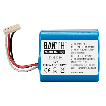 BAKTH 2200mAh 7.2V NiMH Akku echte Kapazität für iRobot Braava 380, Braava 380T, Braava 390T,MINT Plus 5200, 5200C