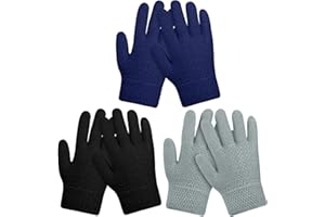 ONESING Kids Knit Gloves - Stretchy Gloves for Boys Girls Winter, Solid Finger Gloves for Children