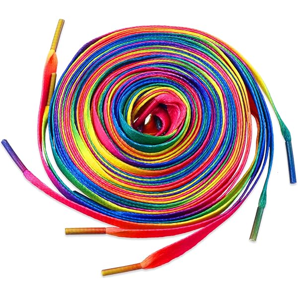 Cordones Planos De Arcoíris - 4 Pares De 120cm Para Zapatillas Deportivas Y Casuales