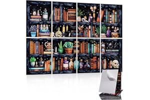 Tutmyrea 8 Pcs Art Acoustic Wall Panels, 48"X32" High-Density Sound Absorbing Panel, Self-adhesive Soundproof Wall Panels, Acoustic Treatment for Recording Studio, Home, Office (Magic Bookshelf