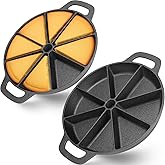 Tioncy 2 Pcs Cast Iron Biscuit Pan Cast Iron Muffin Seasoned Mini Cake Scone Donut Pie Pan for Baking, Egg, Corn Bread, Cupcakes & Dessert (Wedge Style)
